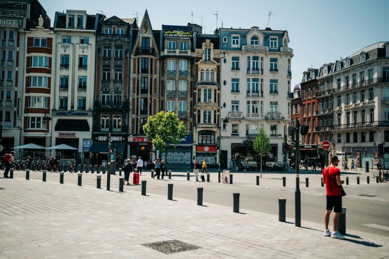 Narrow Townhouses on a Square in Lille